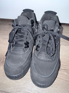 Kids-Air Jordan 4 Retro "Black Cat" All-Black Retro High-Top